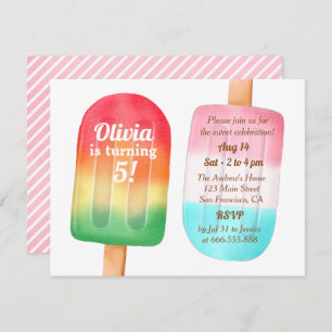 Invitation Watercolor Ice Cream Girls Anniversaire Fête