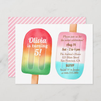 Invitation Watercolor Ice Cream Girls Anniversaire Fête