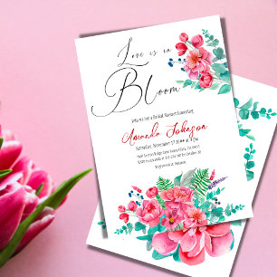 Invitation Watercolor in Bloom Greenery Floral Bridal Shower