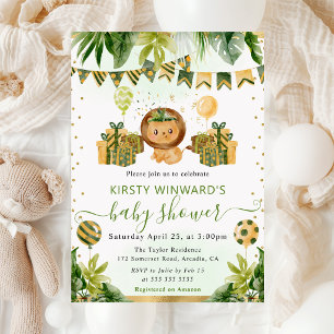 Invitation Watercolor Jungle Lion Baby shower