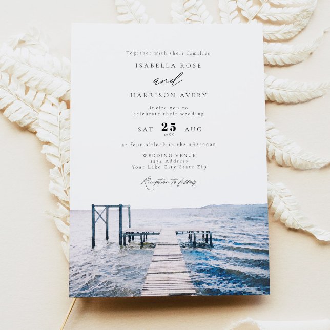Invitation Watercolor Lake Pier Mariage des Grands Lacs (Créateur téléchargé)