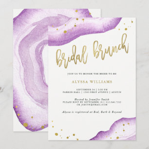 Invitation Watercolor Lavender et Gold Geode Bridal Brunch