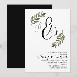 Invitation Watercolor Leaf Branche verdure Jardin Mariage