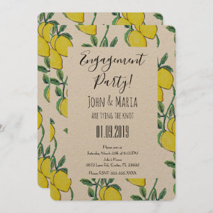 Invitation Watercolor Lemon Vine Bund'engagement Partie