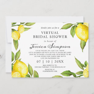 Invitation Watercolor Lemons Fête des mariées virtuelle par c