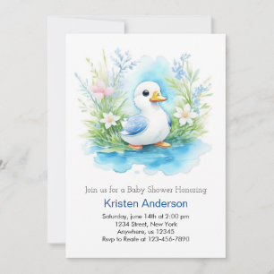 Invitation Watercolor Little Duck Boy Baby shower