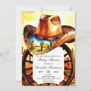Invitation Watercolor Little Rodeo Cowboy Baby shower
