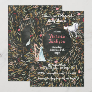 Invitation Watercolor Magique Fairytale Baby shower Unicorn