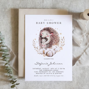 Invitation Watercolor Maman et Baby Hedgehogs