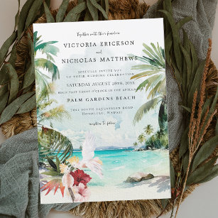 Invitation Watercolor Mariage de plage tropicale