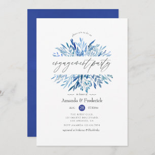 Invitation Watercolor Marine Indigo Feuille Engagement Party