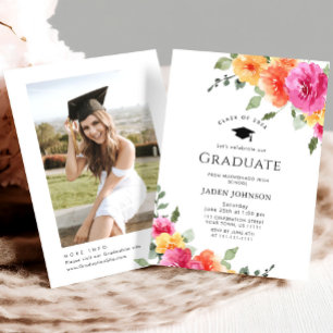 Invitation Watercolor Meadow Fleur sauvage Boho Graduation Pa