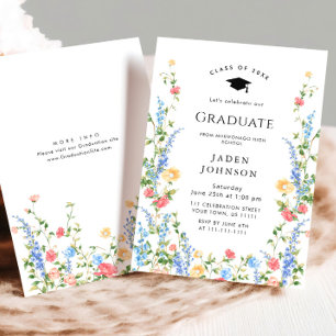 Invitation Watercolor Meadow Fleur sauvage Boho Graduation Pa