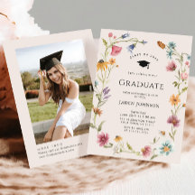 Watercolor Meadow Fleur sauvage Boho Graduation Pa