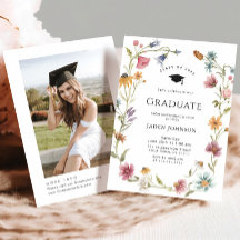 Watercolor Meadow Fleur sauvage Boho Graduation Pa