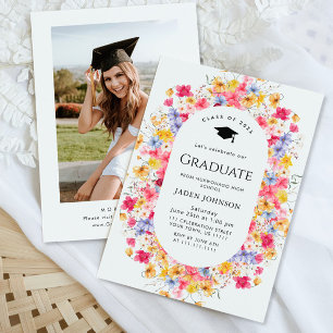 Invitation Watercolor Meadow Fleur sauvage Boho Graduation Pa