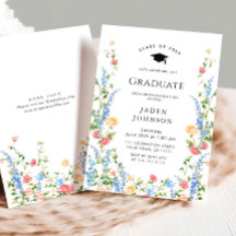 Watercolor Meadow Fleur sauvage Boho Graduation Pa