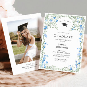 Invitation Watercolor Meadow Fleur sauvage Boho Graduation Pa
