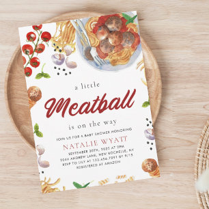 Invitation Watercolor Meatball Baby shower italien