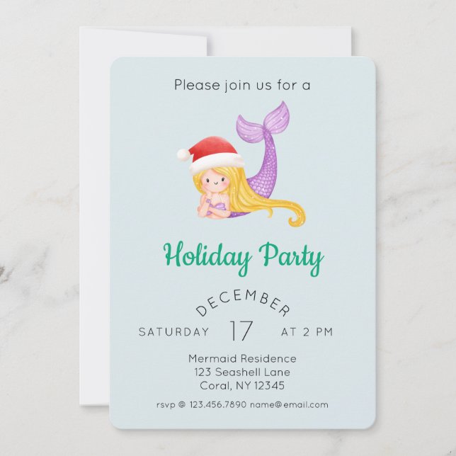 Invitation Watercolor Mermaid (Devant)