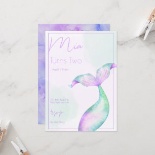 Invitation Watercolor Mermaid Queue Mermaid Sea Girls Anniver