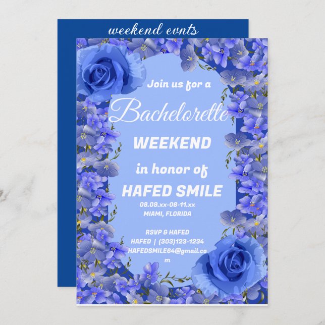 Invitation Watercolor Miami Skyline Tropical Beach Island Inv (Devant / Derrière)