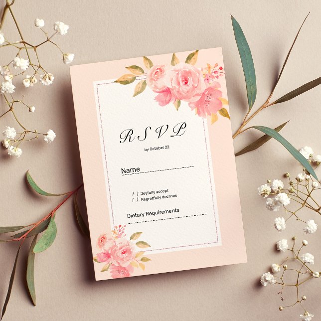 Invitation Watercolor mint pastel pink floral RSVP (Watercolor mint pastel pink floral RSVP )