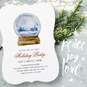 Invitation Watercolor Modern Snow Globe Fête