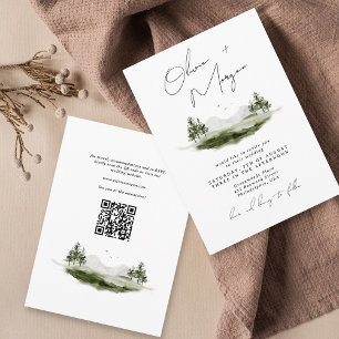 Invitation Watercolor Mountain Forest Tout en un Mariage