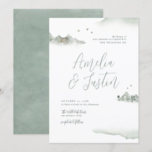 Invitation Watercolor Mountains Outdoor Destination Mariage