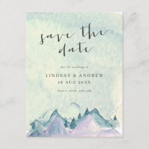 Invitation Watercolor Mountains Wedding Enregistrer la date