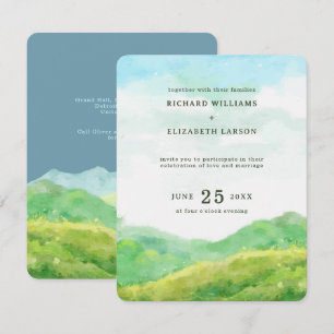 Invitation Watercolor Nature Mountain Mariage