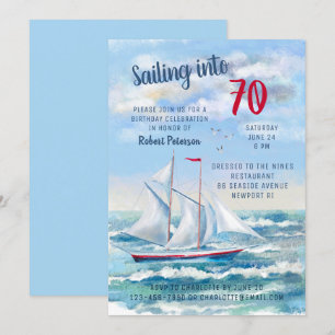 Invitation Watercolor Nautical Sailing Yacht 70e anniversaire