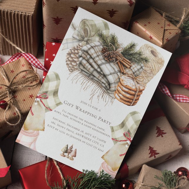 Invitation Watercolor Noël cadeau d'enveloppement fête (Créateur téléchargé)