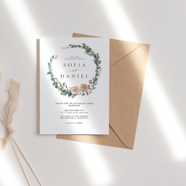 Invitation Watercolor Noël Cercle Frame de mariage (Créateur téléchargé)