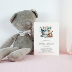 Invitation Watercolor Nursery Teddy Bear Baby shower