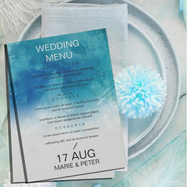 Invitation Watercolor Ocean Beach Menu Mariage d'été (Créateur téléchargé)