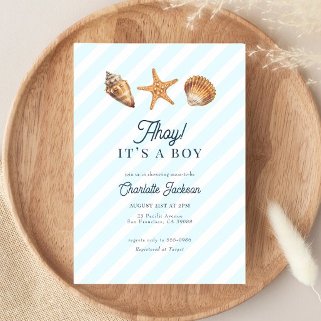 Invitation Watercolor Ocean Blue Boy Baby shower (Créateur téléchargé)