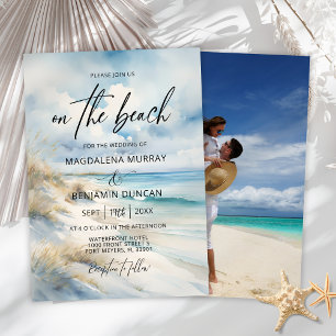 Invitation Watercolor Ocean Coastal Beach Mariage photo