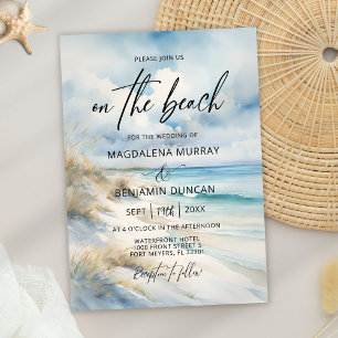 Invitation Watercolor Ocean Coastal Sur la plage Mariage