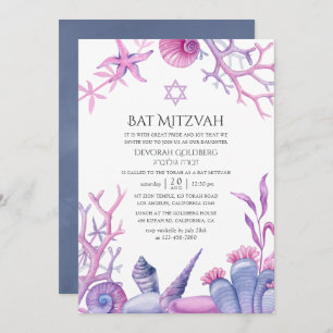 Invitation Watercolor Ocean Life Bat mitzvah