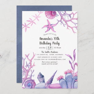 Invitation Watercolor Ocean Life fête d'anniversaire