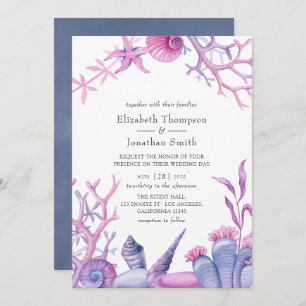 Invitation Watercolor Ocean Life Mariage