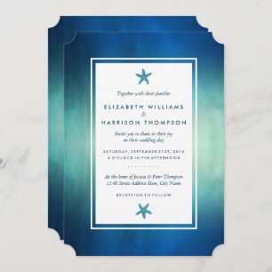Invitation Watercolor Ocean Starfish Beach Wedding