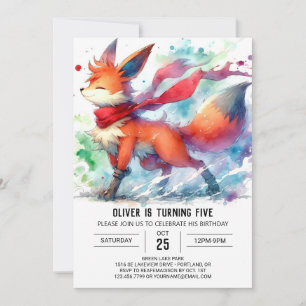Invitation Watercolor Online Fox Anniversaire