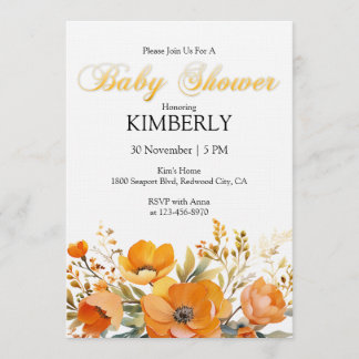 Invitation Watercolor Orange Poppies