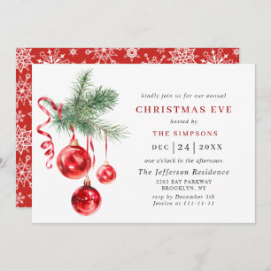 Invitation Watercolor Ornament Holiday CHRISTMAS EVE