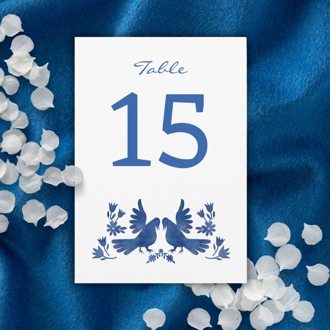 INVITATION WATERCOLOR OTOMI BIRDS NAVY (Créateur téléchargé)