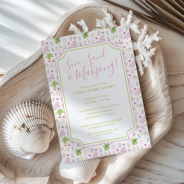 Invitation Watercolor Palm Beach Mahjong Party (Créateur téléchargé)
