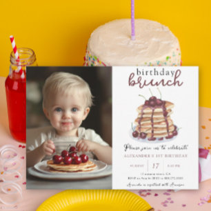 Invitation Watercolor Pancake Premier anniversaire Brunch Par